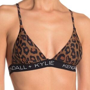 Kendall & Kylie Leopard Logo Bikini Top Size X-Large NWT